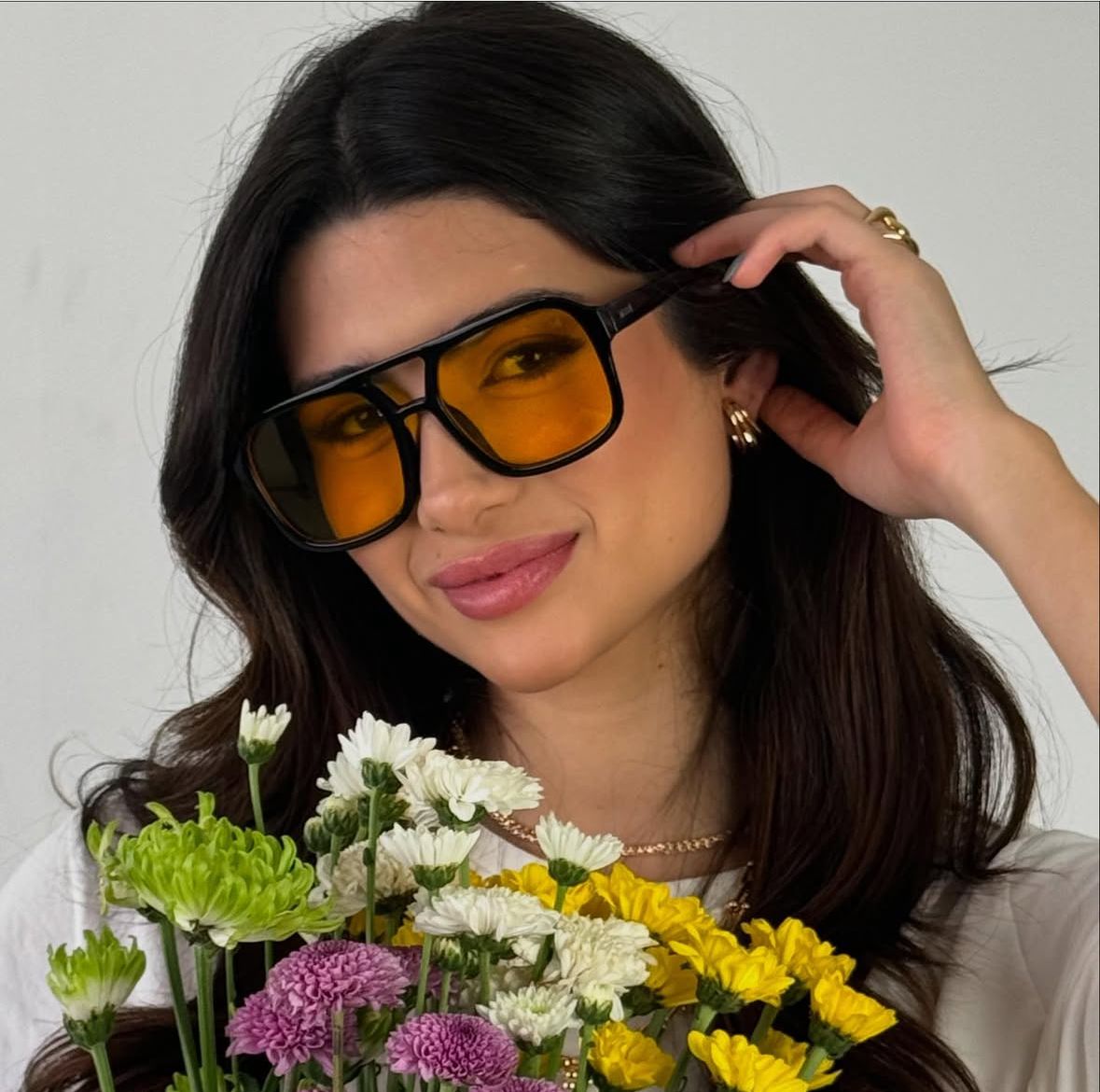 Óculos de Sol Feminino Quadrado Tendência Amarelo - Thássia